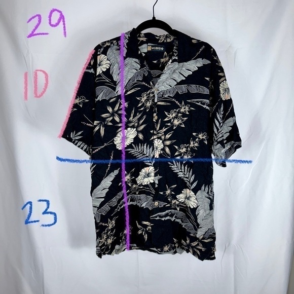 Wingo Shirt Hawaiian Tropical Palm tree floral Short sleeve button up Top 90's - Picture 7 of 9